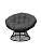 Кресло ПАПАСАН с ротангом чёрное, серая подушка