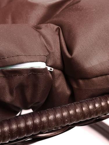 Подвесное кресло ДЛЯ ДВОИХ с ротангом коричневое, коричневая подушка